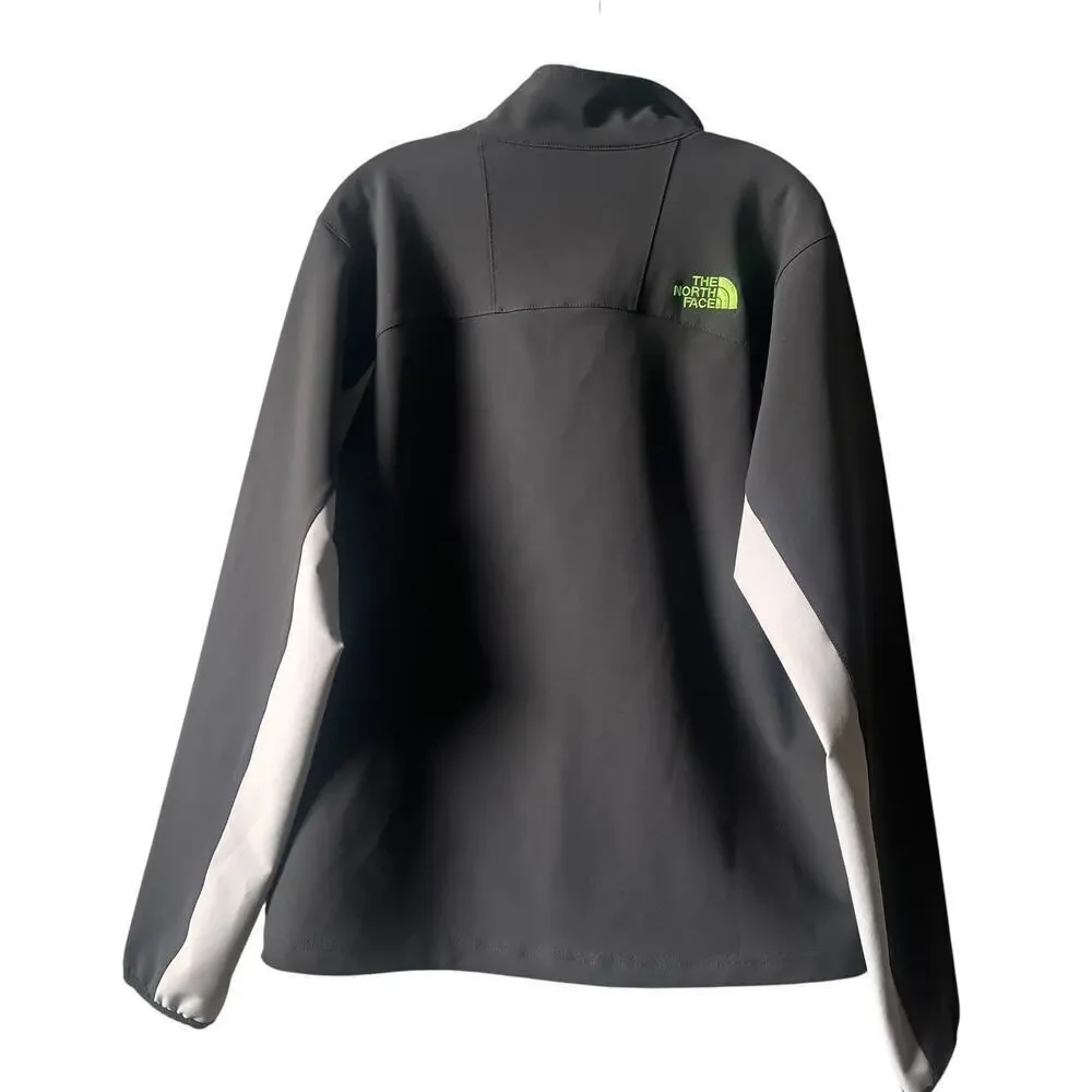 The North Face Jacket Mens Medium Charcoal/Gray WindWall Softshell  Green Trim